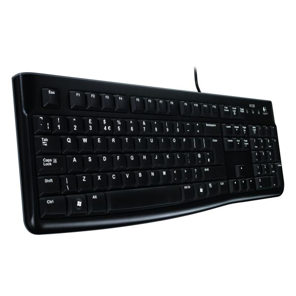 Logitech K120 OEM USB schwarz, DE-Layout, Rubberdome
